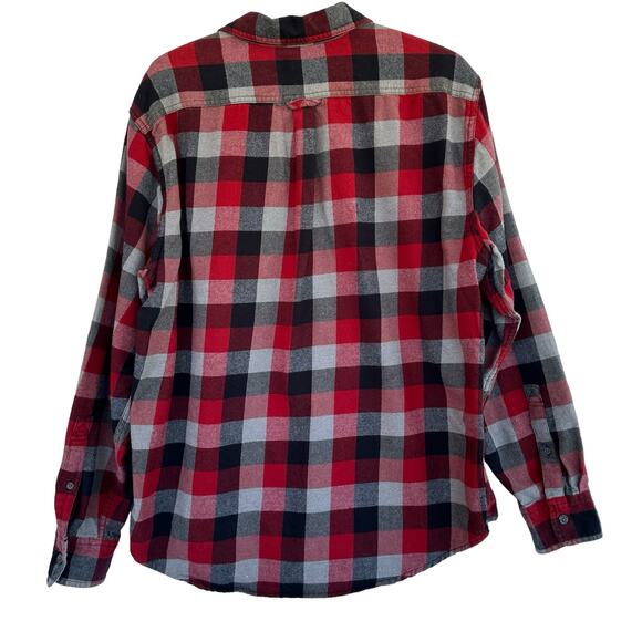 Eddie Bauer Red Plaid Button Up Flannel Shirt Women XL Western Cabincore Outdoor - Picture 2 of 12